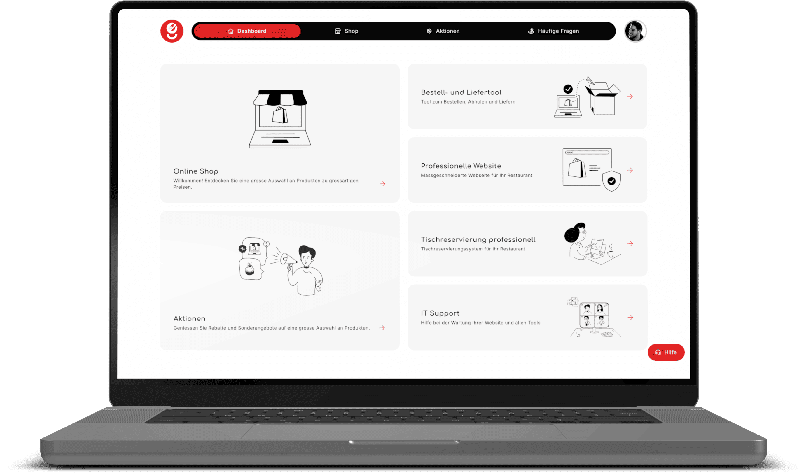 Das neue Portal für Gastronomen in der Schweiz, mit integriertem Gastronomen-Shop, Tools wie Liefer- und Abholdienst, Tischreservierungssystem, professionellen Webseitenerstellung und IT-Support.