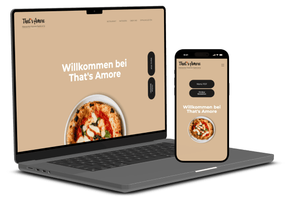 Kundenpräsentation That's Amore Website auf Laptop und Handy